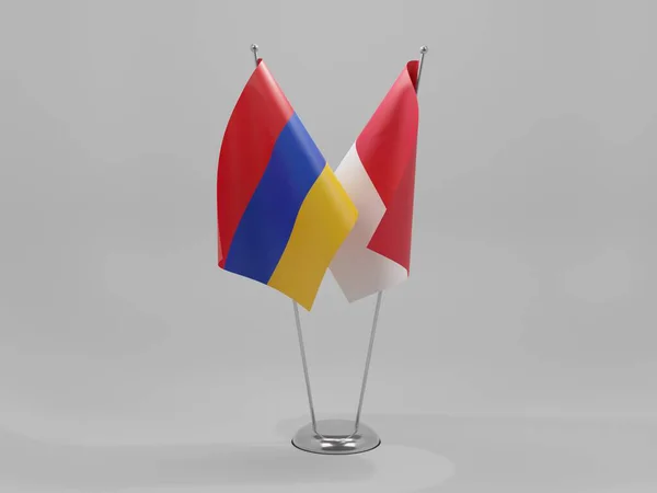 Monaco Armenien Kooperationsfahnen Weißer Hintergrund Render — Stockfoto