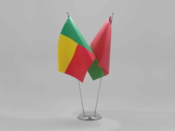 Bielorrusia Banderas Cooperación Benín Fondo Blanco Render —  Fotos de Stock