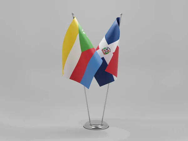 República Dominicana Banderas Cooperación Comoras Fondo Blanco Render —  Fotos de Stock