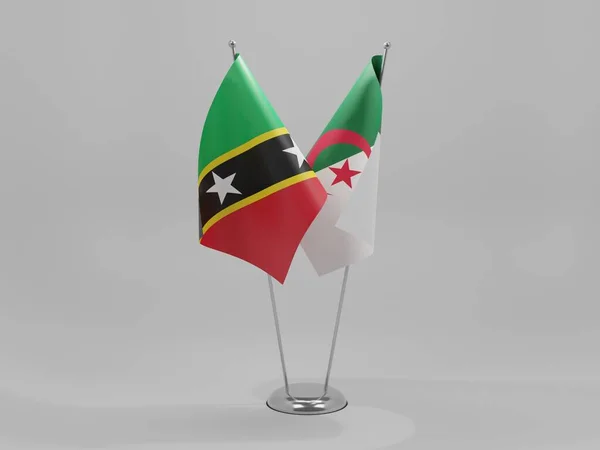 Argélia São Cristóvão Nevis Bandeiras Cooperação Fundo Branco Render — Fotografia de Stock