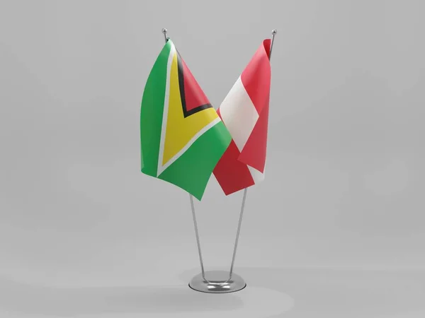 Rakousko Guyana Cooperation Flags Bílé Pozadí Render — Stock fotografie