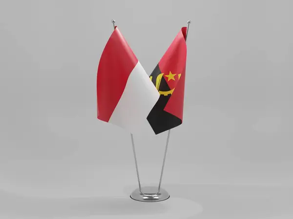 Angola Monaco Bandiere Cooperazione Sfondo Bianco Render — Foto Stock