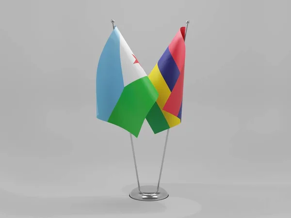 Mauritius Djibouti Flaggor För Samarbete Vit Bakgrund Render — Stockfoto