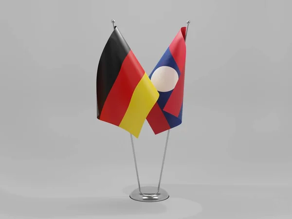 Laos Germany Cooperation Flags White Background Render — Stock Photo, Image