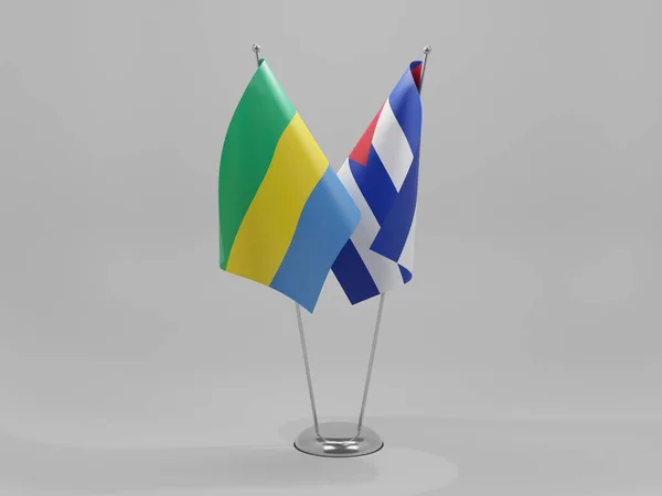 Cuba Gabon Cooperation Flags White Background Render — стокове фото