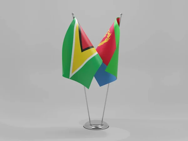 Eritrea Guyana Cooperation Flags White Background Render — Stock Photo, Image