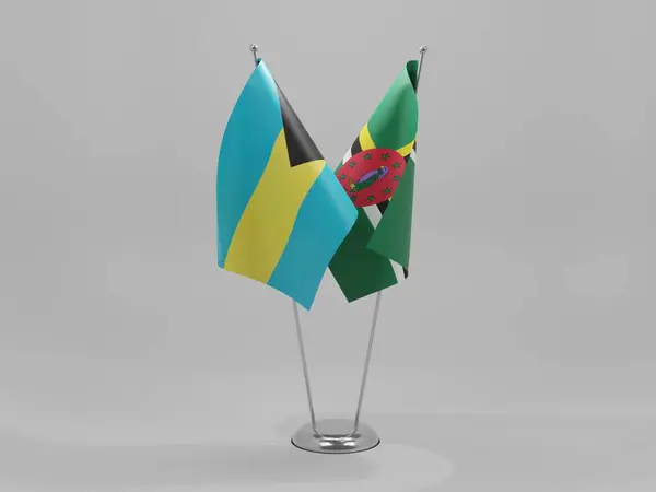 Dominica Bandeiras Cooperação Bahamas Fundo Branco Render — Fotografia de Stock