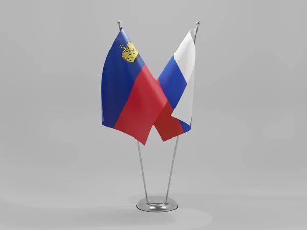 Russland Liechtenstein Kooperationsflaggen Weißer Hintergrund Render — Stockfoto