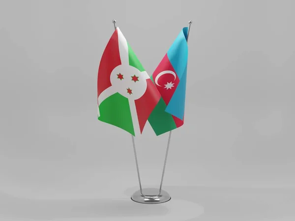 Azerbaijão Bandeiras Cooperação Burundi Fundo Branco Render — Fotografia de Stock