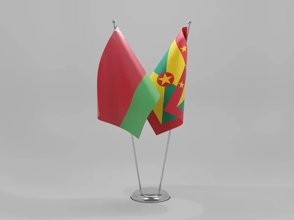 Σημαίες Συνεργασίας Γρενάδα Λευκορωσία Λευκό Φόντο Render — Φωτογραφία Αρχείου