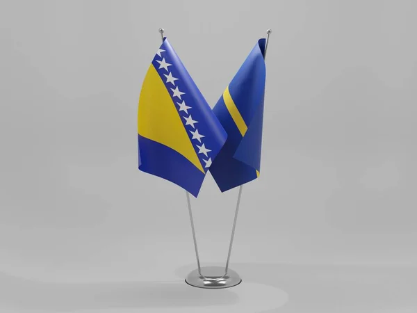 Nauru Bosznia Hercegovina Együttműködési Zászlók Fehér Háttér Render — Stock Fotó