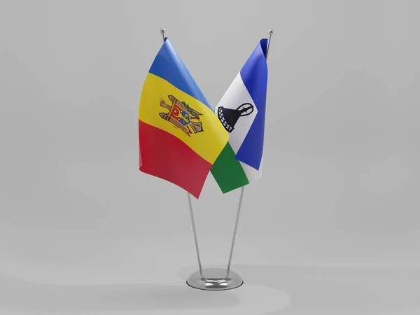 Lesotho Bandiere Cooperazione Moldova Sfondo Bianco Render — Foto Stock