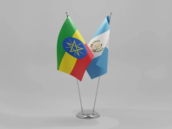 Guatemala Etiópia Bandeiras Cooperação Fundo Branco Render — Fotografia de Stock