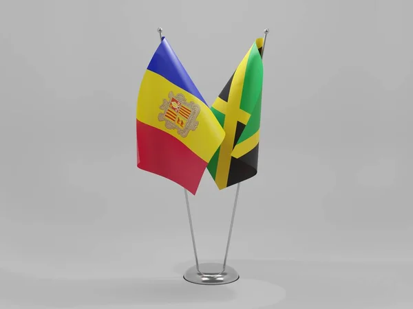 Jamaica Andorra Banderas Cooperación Fondo Blanco Render —  Fotos de Stock