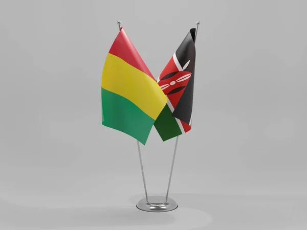 Kenia Guinea Kooperationsfahnen Weißer Hintergrund Render — Stockfoto