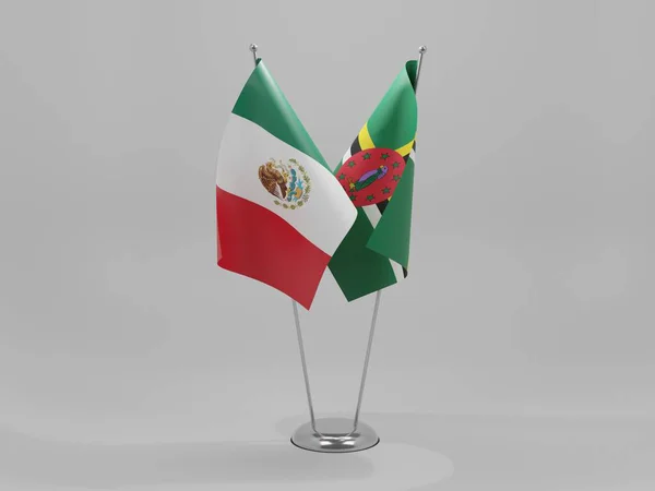 Dominica Banderas Cooperación México Fondo Blanco Render — Foto de Stock