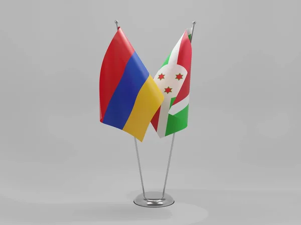 Burundi Arménie Drapeaux Coopération Fond Blanc Render — Photo