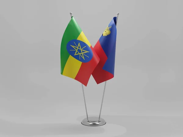 Liechtenstein Ethiopia Cooperation Flags White Background Render — Stock Photo, Image