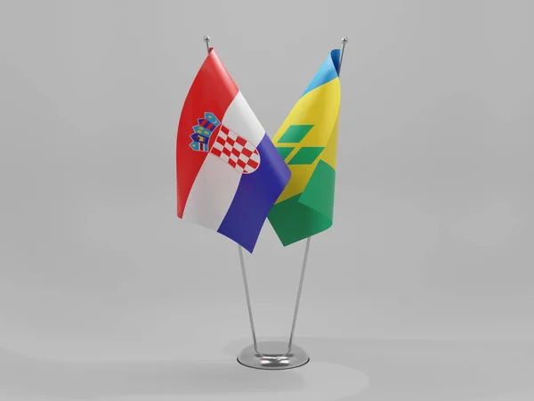 São Vicente Granadinas Croácia Bandeiras Cooperação Fundo Branco Render — Fotografia de Stock