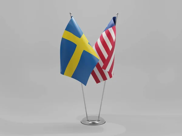 Liberia Szwecja Flagi Współpracy Białe Tło Render — Zdjęcie stockowe