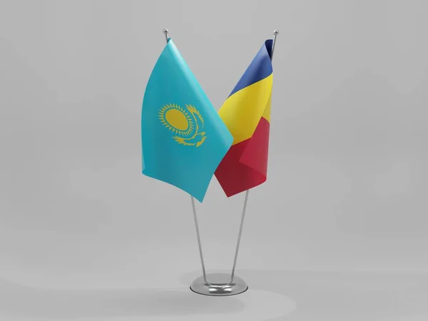 Tschad Kasachstan Kooperationsflaggen Weißer Hintergrund Render — Stockfoto