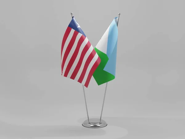 Djibouti Liberia Flaggor För Samarbete Vit Bakgrund Render — Stockfoto