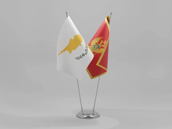 Montenegro Chipre Bandeiras Cooperação Fundo Branco Render — Fotografia de Stock