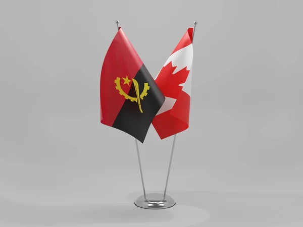 Drapeaux Coopération Canada Angola Fond Blanc Render — Photo