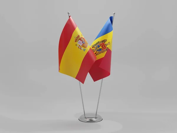 Moldavia Banderas Cooperación España Fondo Blanco Render — Foto de Stock