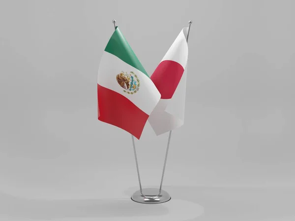 Japón Banderas Cooperación México Fondo Blanco Render — Foto de Stock