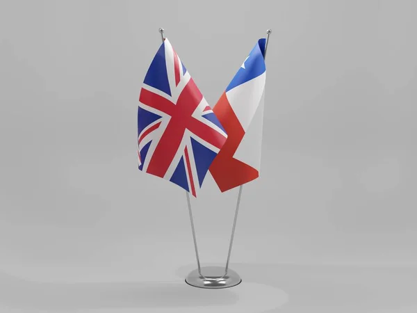 Chile Reino Unido Bandeiras Cooperação Fundo Branco Render — Fotografia de Stock
