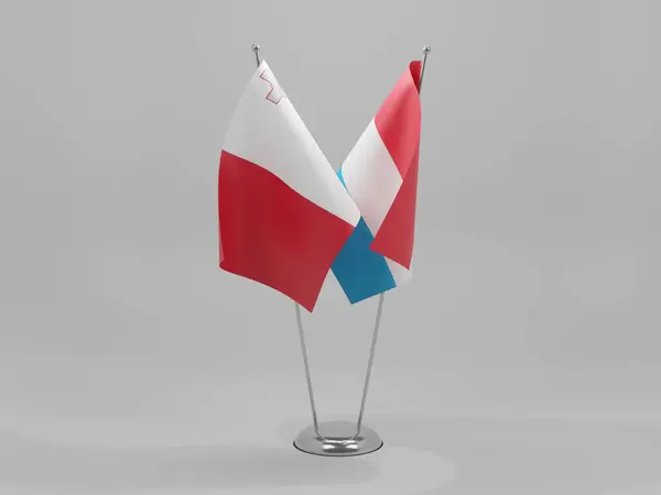 ルクセンブルク マルタ協力旗 白の背景 3Dレンダリング — ストック写真