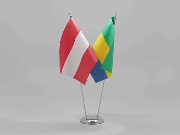 Gabon Autriche Drapeaux Coopération Fond Blanc Render — Photo