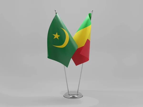 Drapeaux Coopération Mali Mauritanie Fond Blanc Render — Photo