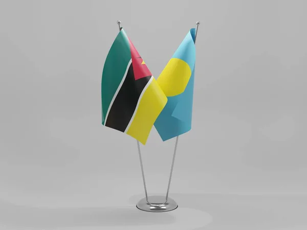 Palau Mozambique Cooperation Flags White Background Render — 스톡 사진