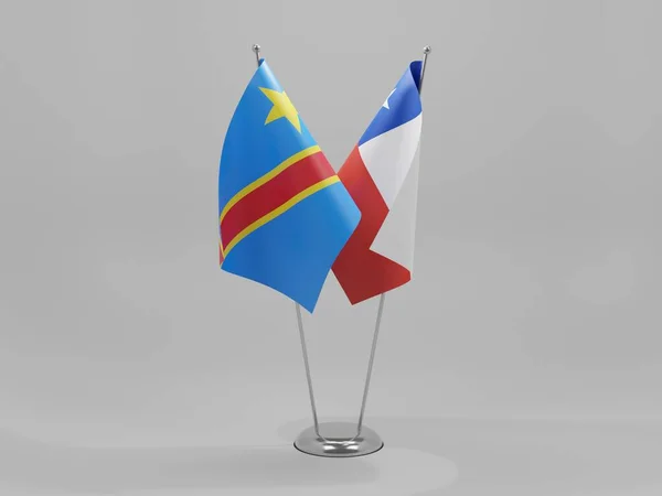 Banderas Cooperación Entre Chile República Democrática Del Congo Fondo Blanco — Foto de Stock