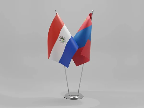 Mongolia Paraguay Banderas Cooperación Fondo Blanco Render — Foto de Stock