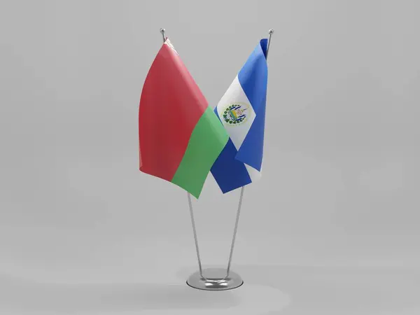 El Salvador - Belarus Cooperation Flags, White Background - 3D Render