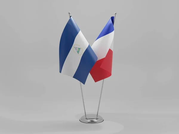Γαλλία Νικαράγουα Σημαίες Συνεργασίας Λευκό Φόντο Render — Φωτογραφία Αρχείου