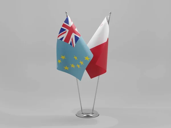 Malte Drapeaux Coopération Tuvalu Fond Blanc Render — Photo