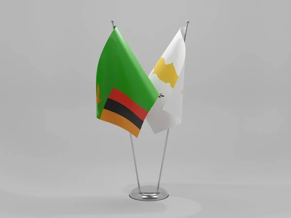 Cyprus - Zambia Cooperation Flags, White Background - 3D Render