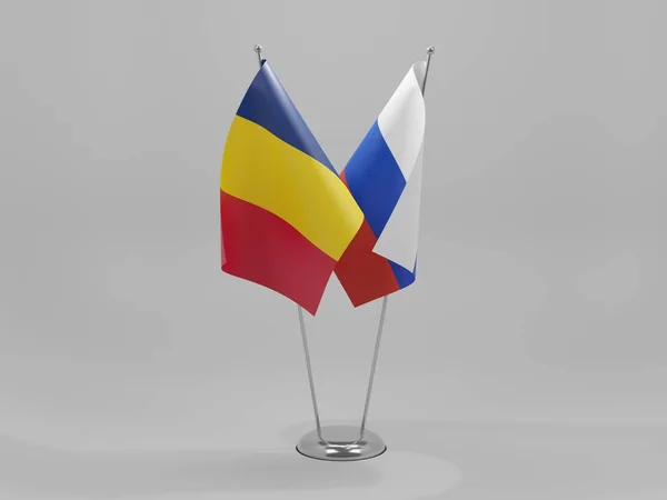 Russia Chad Cooperation Flags White Background Render — стокове фото