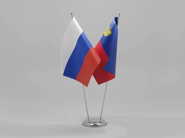 Liechtenstein Russland Kooperationsflaggen Weißer Hintergrund Render — Stockfoto