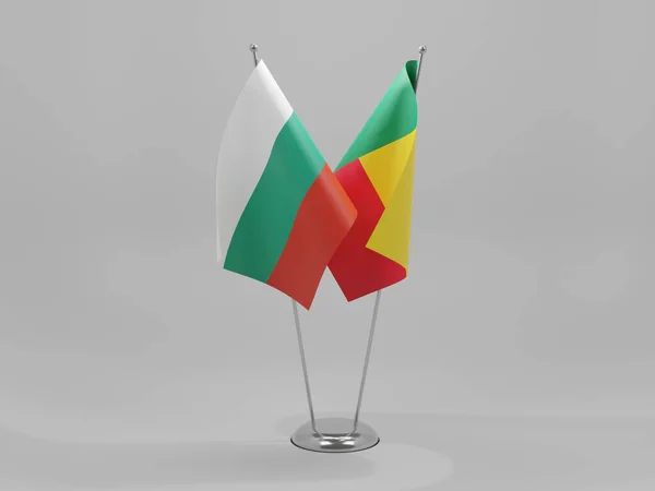 Benin Bulgarien Kooperationsfahnen Weißer Hintergrund Render — Stockfoto