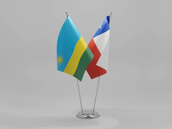 Chile Banderas Cooperación Ruanda Fondo Blanco Render —  Fotos de Stock