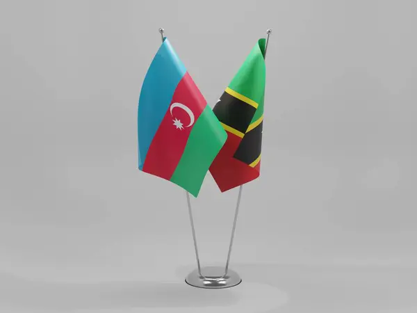 Saint Kitts Nevis Azerbaycan Şbirliği Bayrakları Beyaz Arkaplan Render — Stok fotoğraf