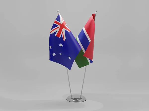 Gambia Australië Samenwerking Vlaggen Witte Achtergrond Render — Stockfoto