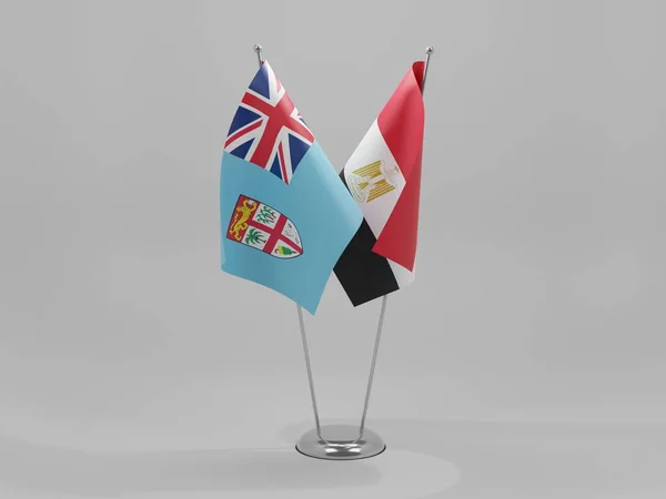 Mısır Fiji Şbirliği Bayrakları Beyaz Arkaplan Yapılandırma — Stok fotoğraf