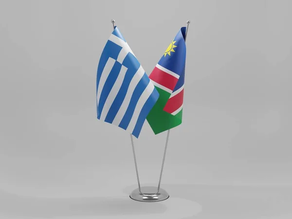 Namibia Griechenland Kooperationsfahnen Weißer Hintergrund Render — Stockfoto