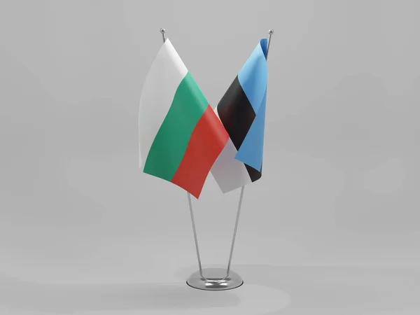 Estonia Bulgaria Bandiere Cooperazione Sfondo Bianco Render — Foto Stock